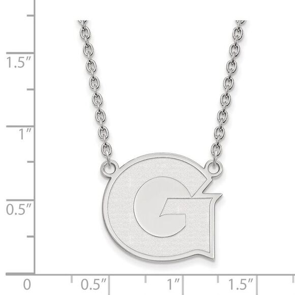 14k White Gold Georgetown U Large Initial G Pendant Necklace - Picture 2 of 4
